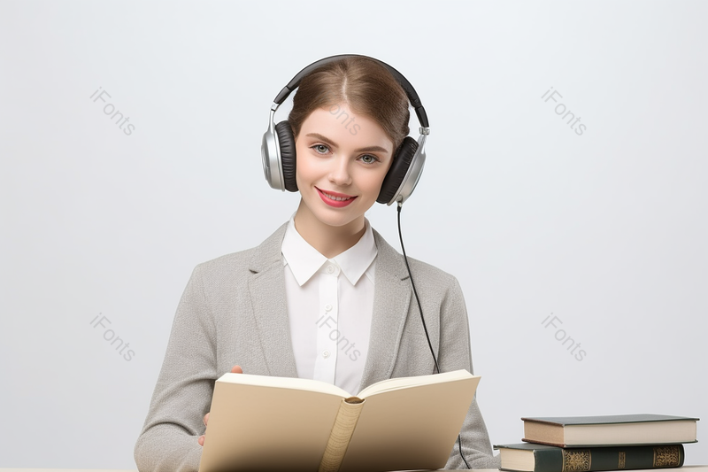 戴着耳机的外国老师正在线上辅导学生,高清,摄影图,摄影图片,图片大全,摄影图免费下载